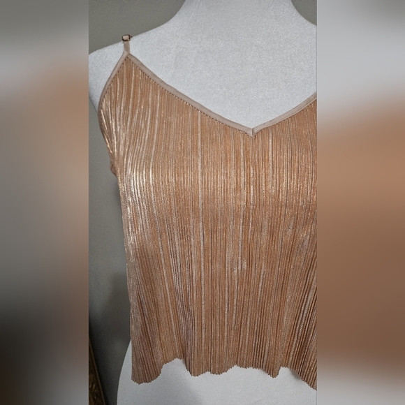 VICTORIA'S SECRET Rose Gold plisse cropped cami. Size Small - Picture 4 of 8